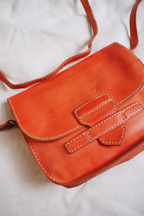 Vintage Citrus Orange Leather Satchel by All About Audrey