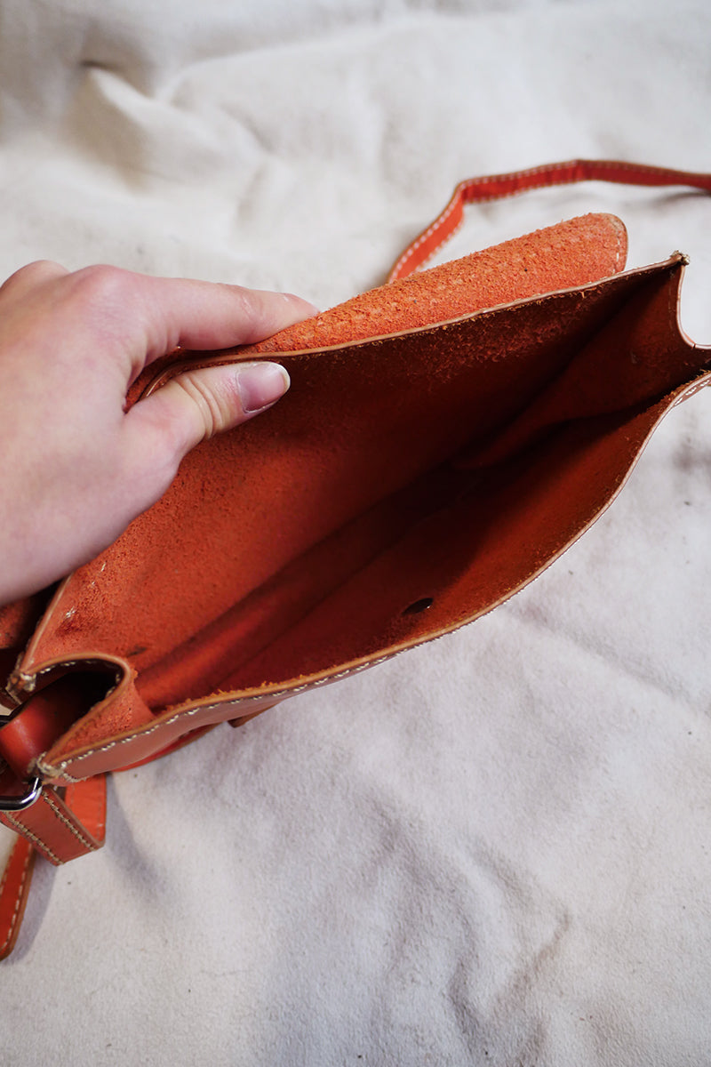 Vintage Citrus Orange Leather Satchel
