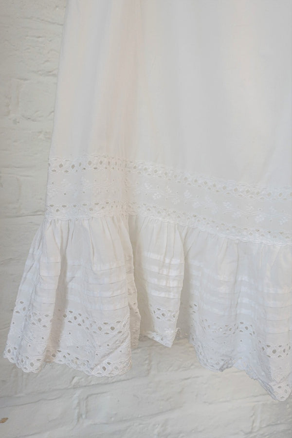 Vintage Skirt - White Lace Frill Midi - Size M/L - L/XL