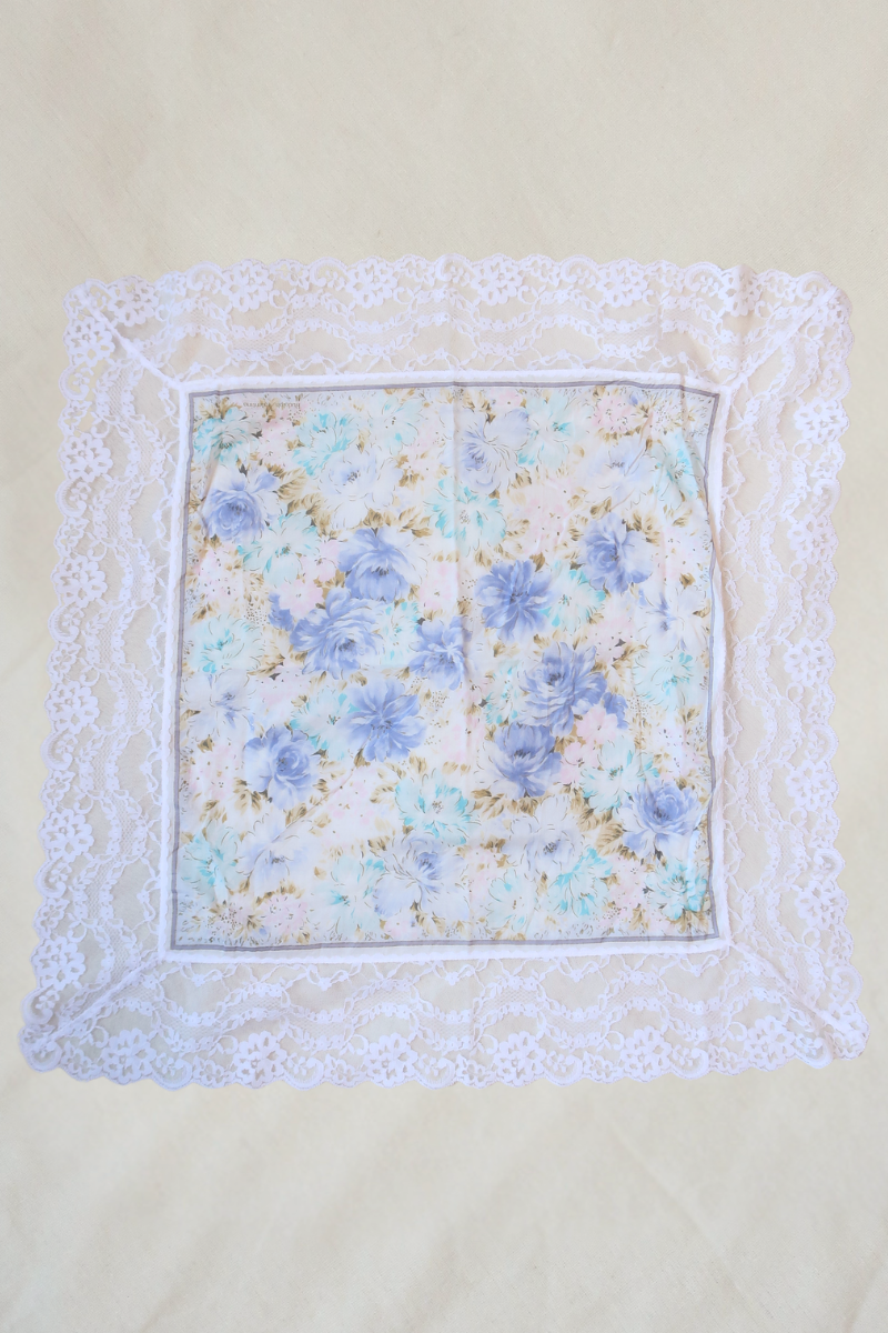 Vintage Lace Scarf in Dreamy Blue Bouquet