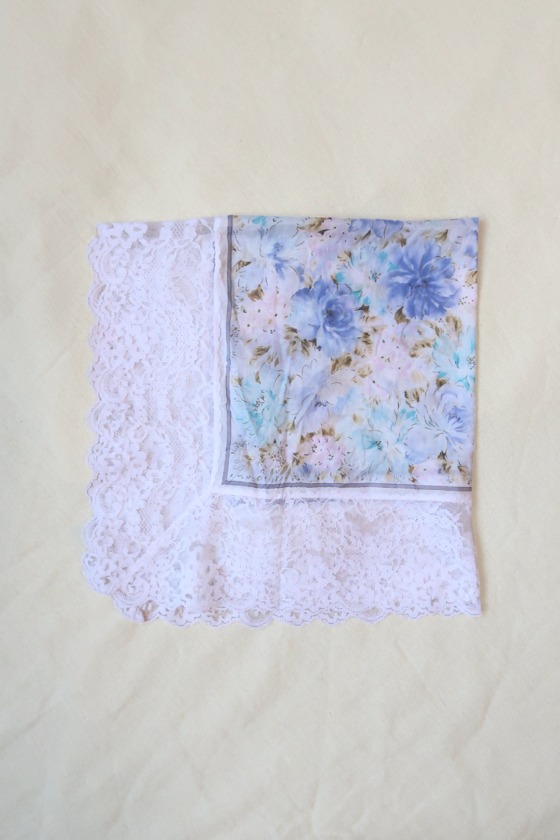 Vintage Lace Scarf in Dreamy Blue Bouquet