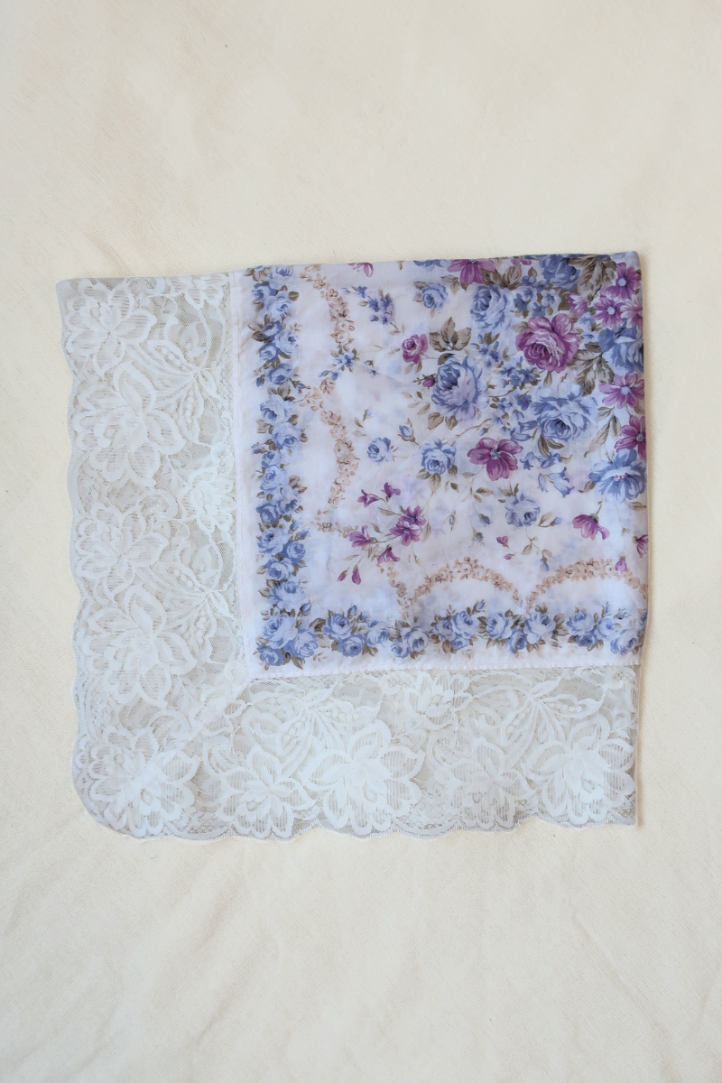 Vintage Lace Scarf in Daydream Iris Purple Bouquet