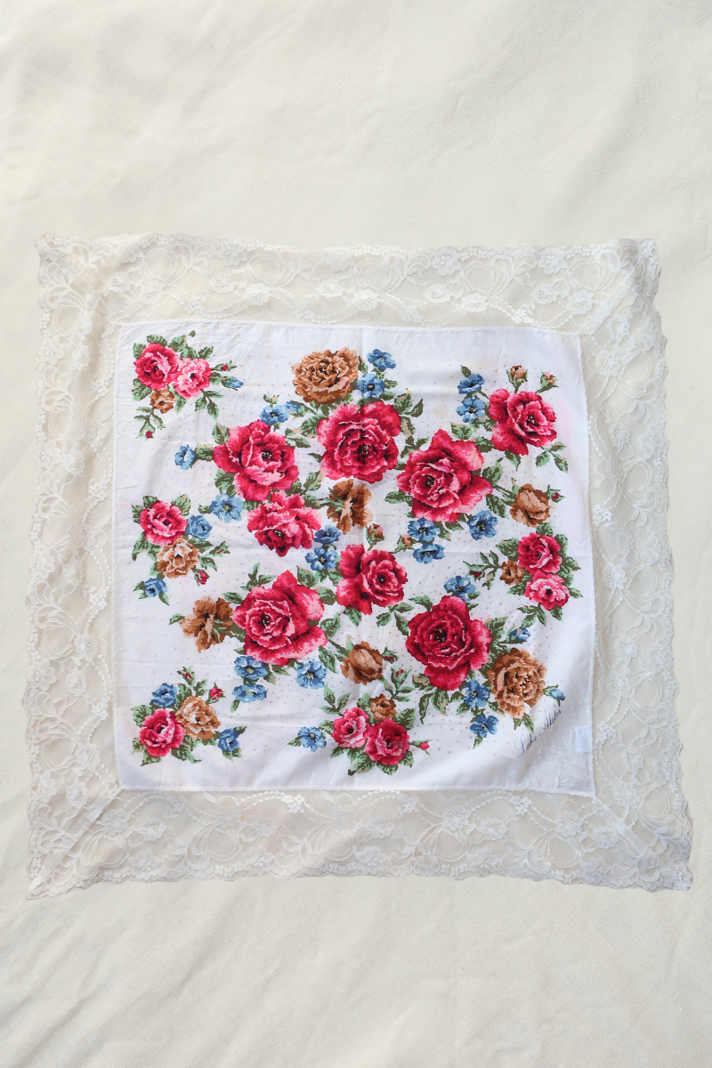 Vintage Lace Scarf in Italian Rose Bouquet