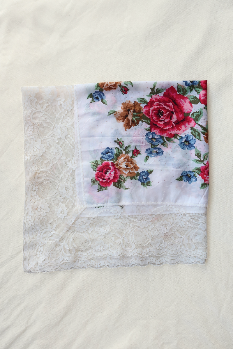 Vintage Lace Scarf in Italian Rose Bouquet
