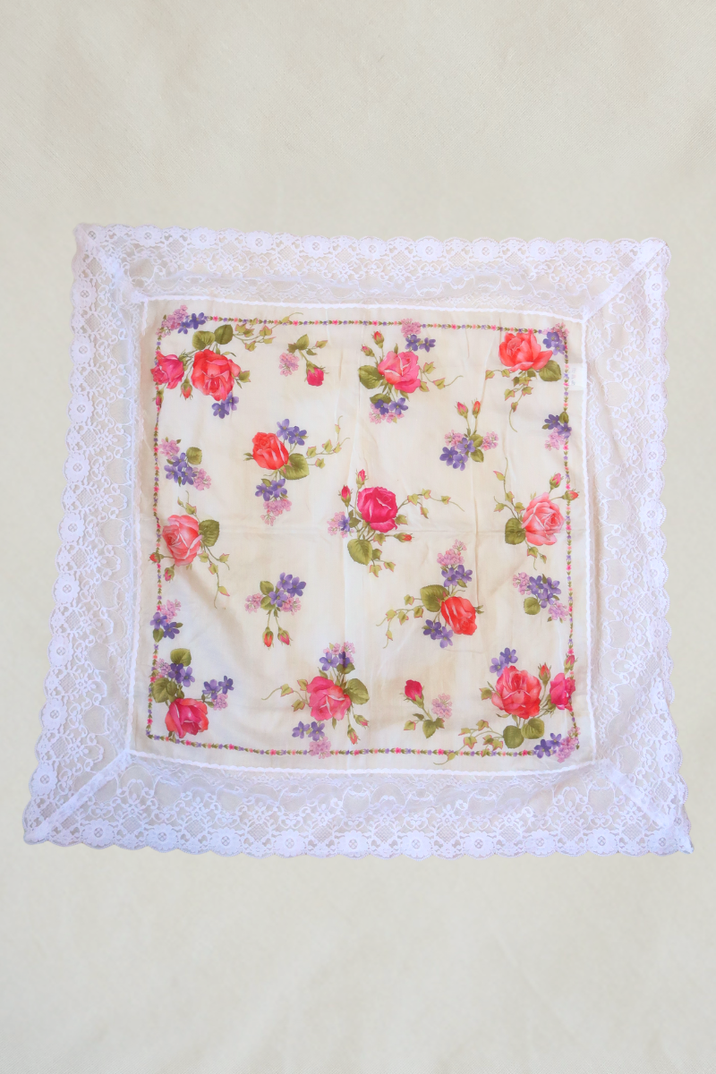 Vintage Lace Scarf in Vivid Magenta Florals