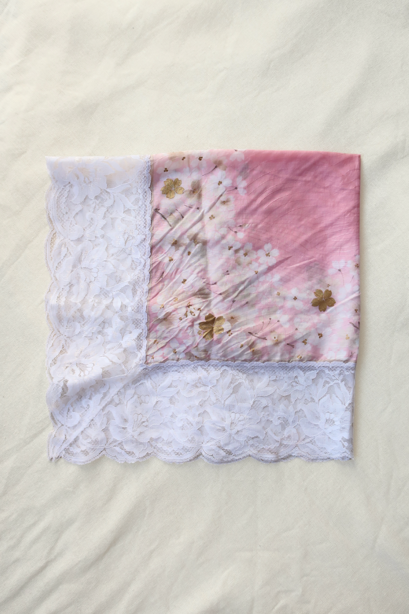Vintage Lace Scarf in Pale Cherry Blossom