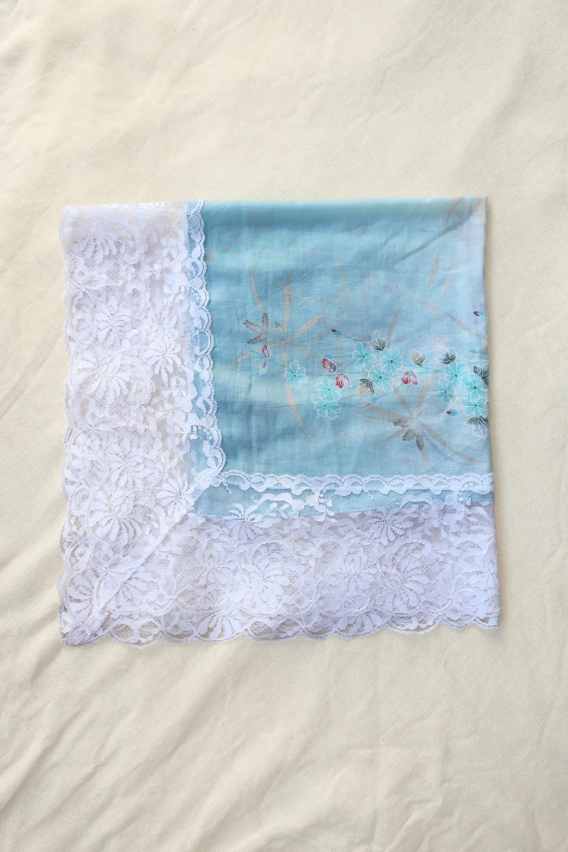 Vintage Lace Scarf in Crystal Blue Florals