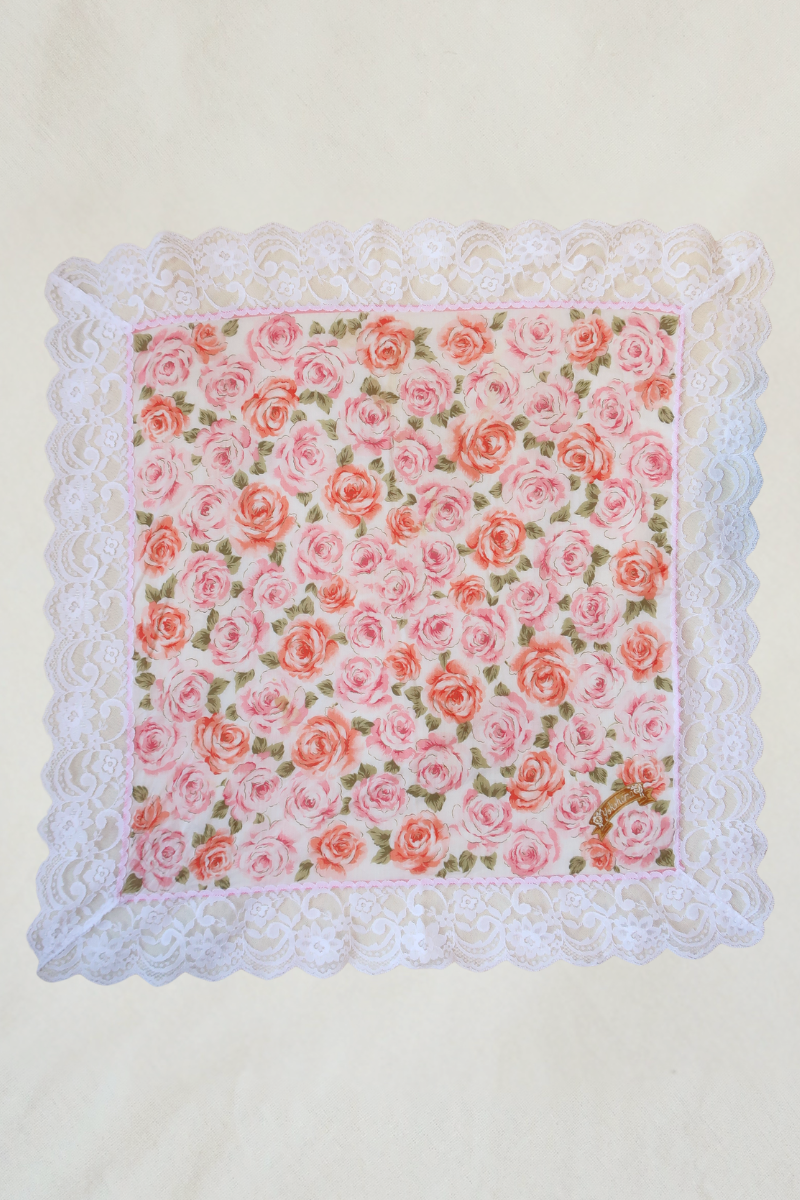 Vintage Lace Scarf in Peachy Pink Roses