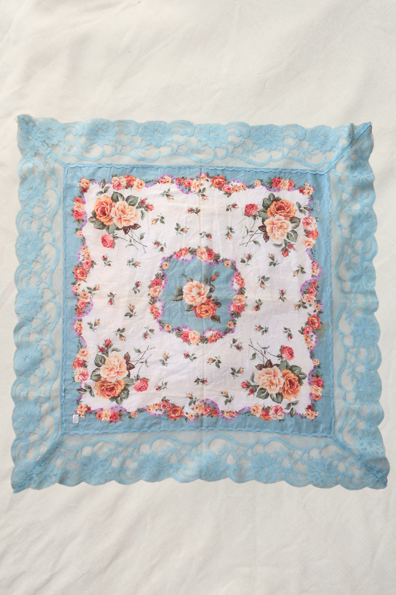 Vintage Lace Scarf in Amalfi Blue Roses