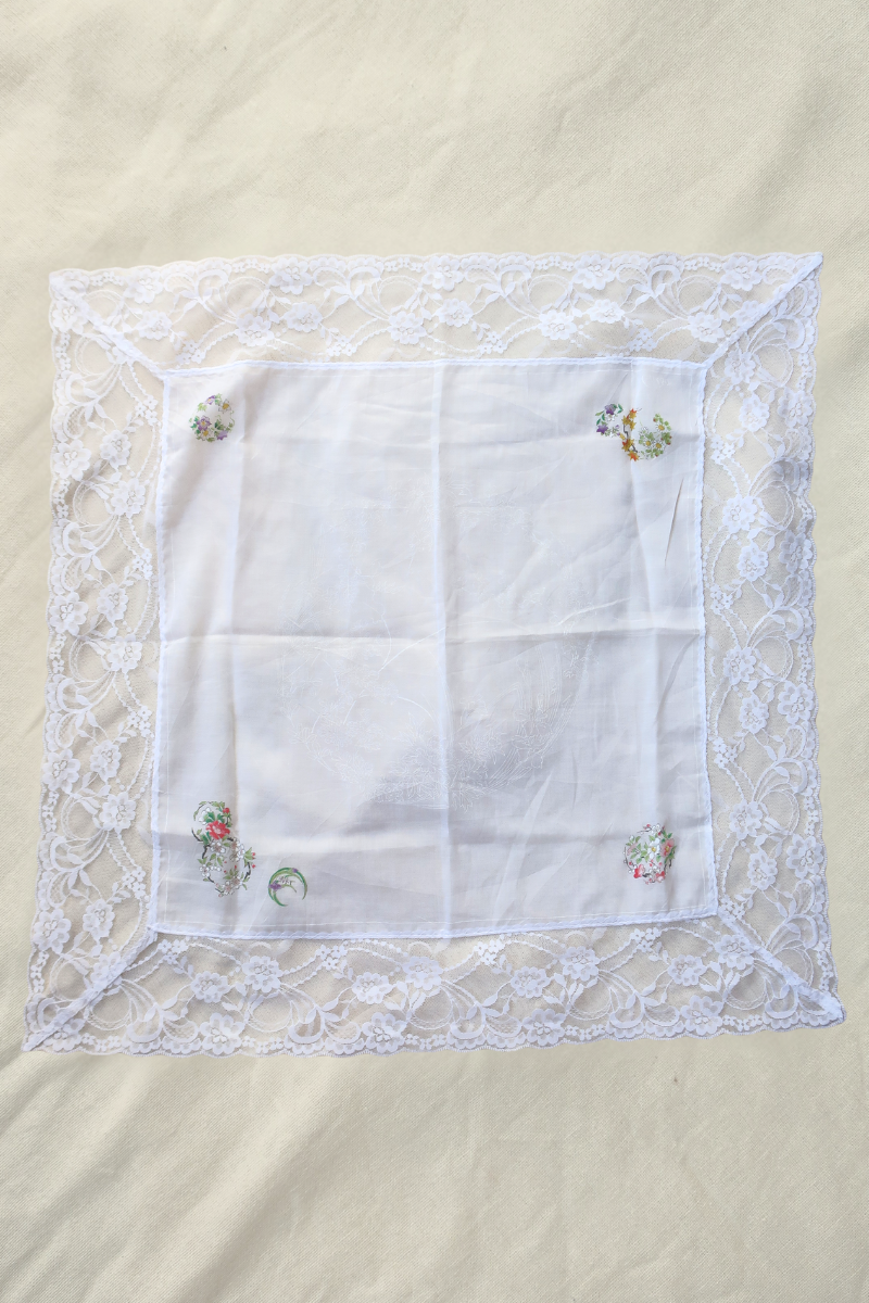 Vintage Lace Scarf in Crescent Moonflower