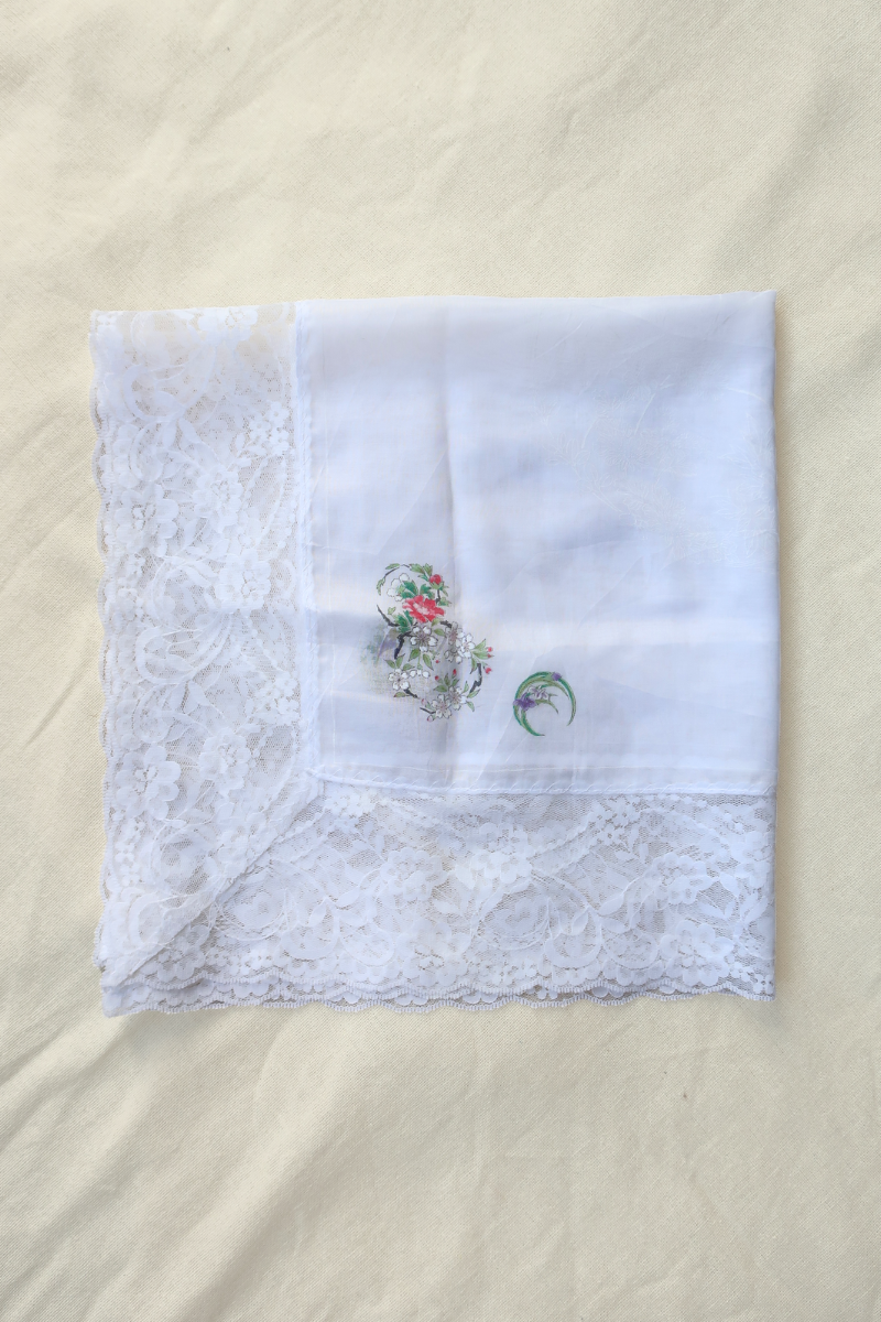 Vintage Lace Scarf in Crescent Moonflower