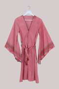 Gemini Kimono in Faded Coral Stripes - Size M