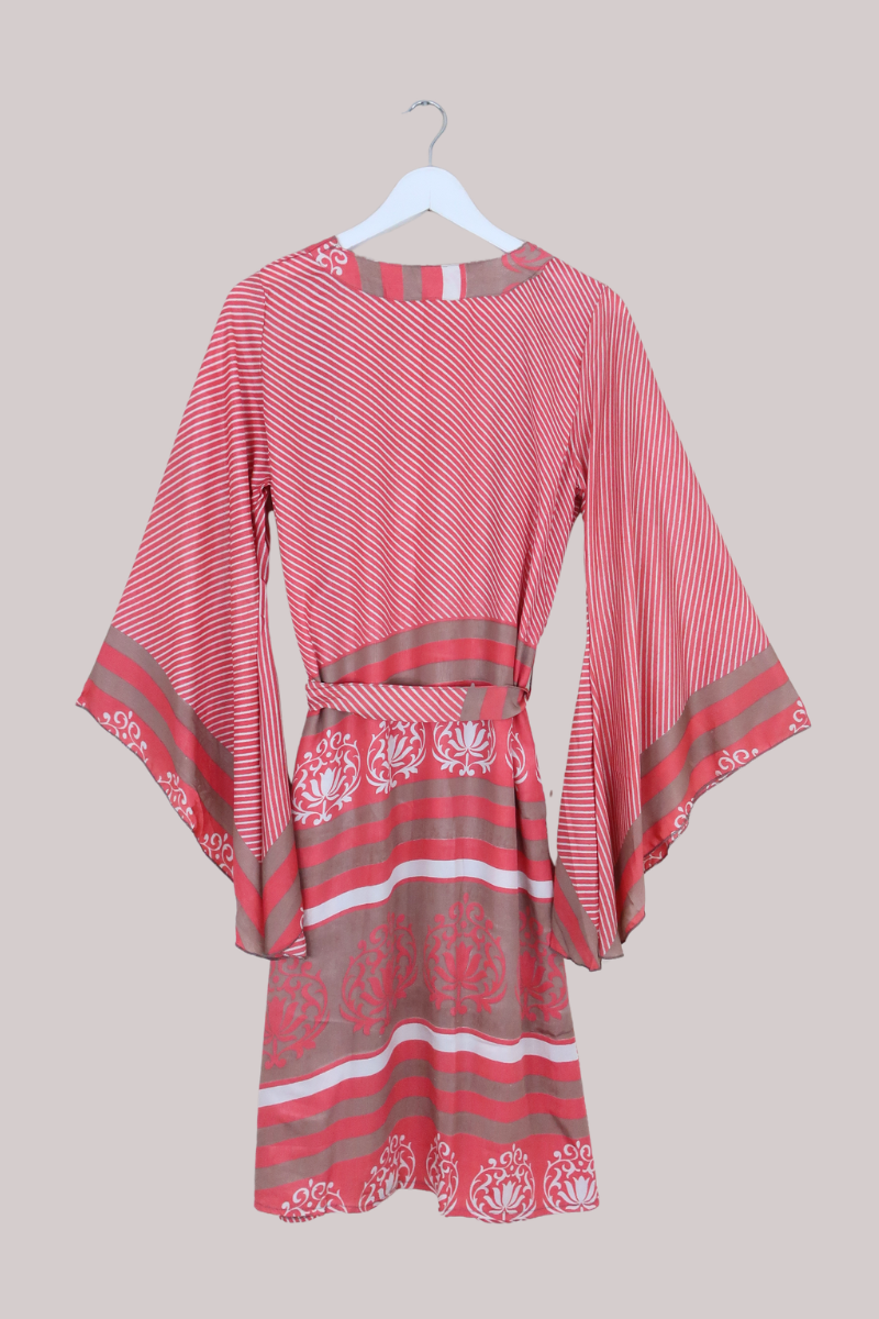 Gemini Kimono in Faded Coral Stripes - Size M