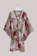 Gemini Kimono in Crimson Flower Field - Size S
