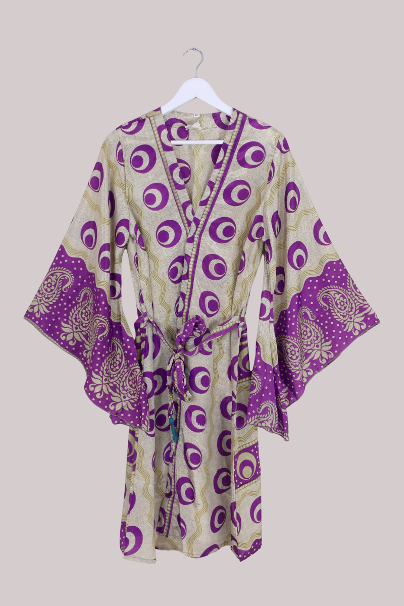 Gemini Kimono in Vivid Purple Polka - Size L
