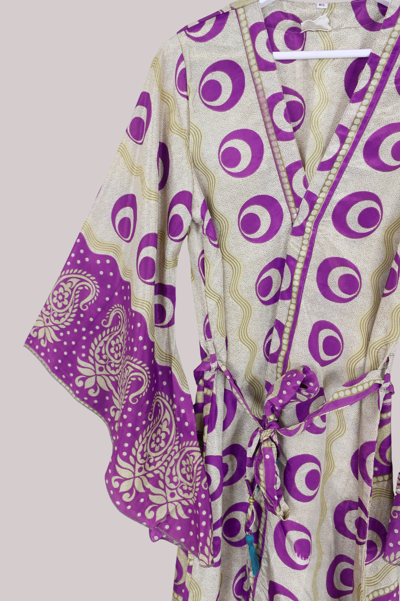 Gemini Kimono in Vivid Purple Polka - Size L