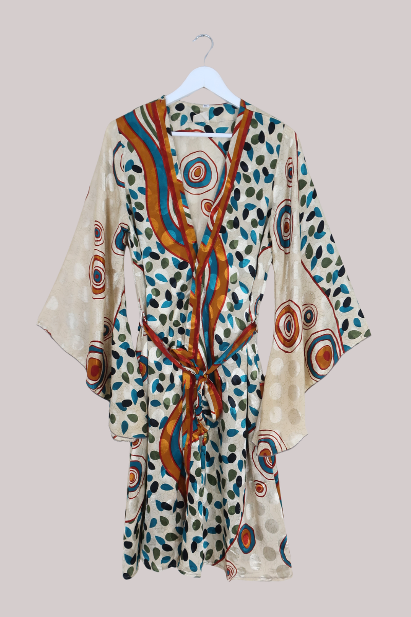 Gemini Kimono in Abstract Earthy Polka - Size L