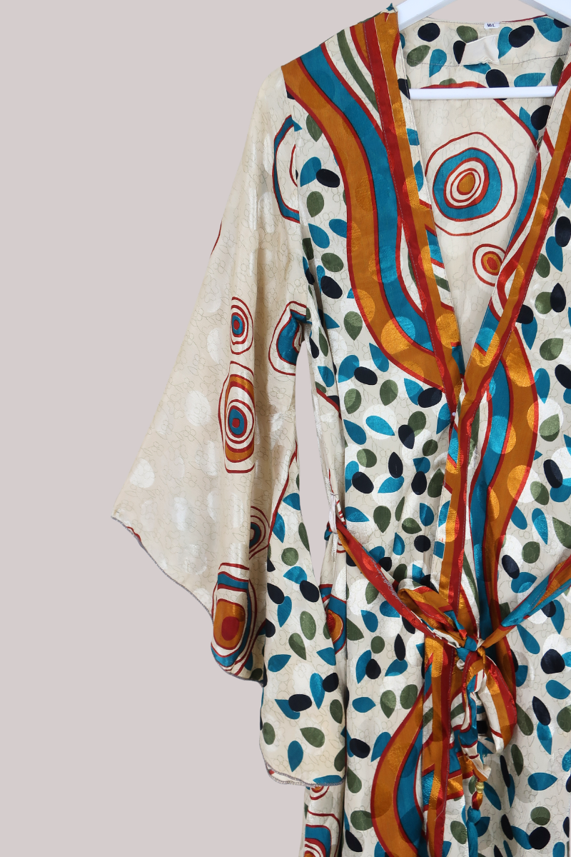 Gemini Kimono in Abstract Earthy Polka - Size L