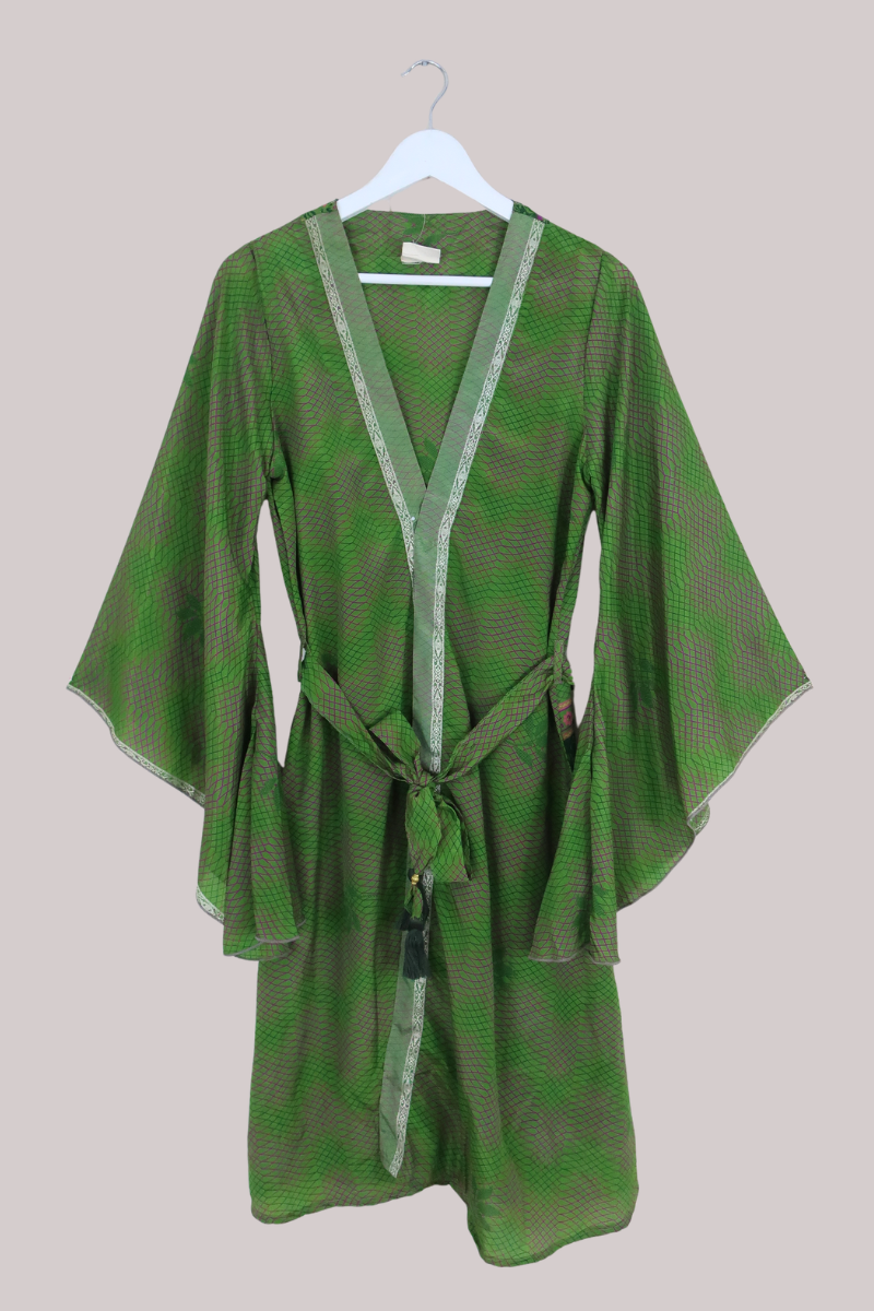 Gemini Kimono in Olive Green Tapestry Of Flowers - Size M/L