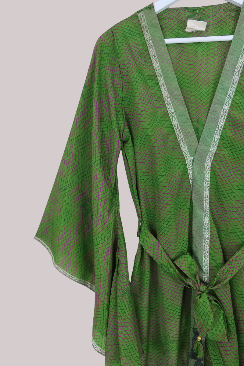 Gemini Kimono in Olive Green Tapestry Of Flowers - Size M/L