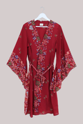 Gemini Kimono in Wine Red Garden - Size L/XL