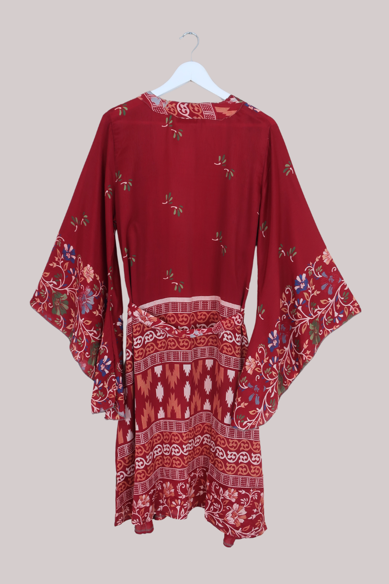 Gemini Kimono in Wine Red Garden - Size L/XL
