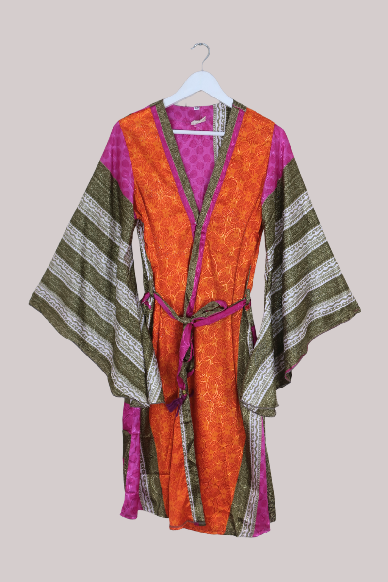 Gemini Kimono in Jewelled Pink & Topaz - Size L/XL