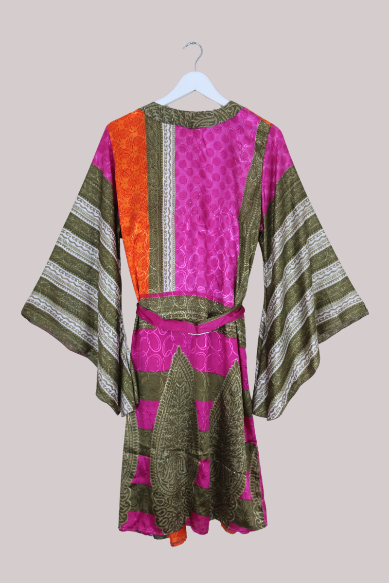 Gemini Kimono in Jewelled Pink & Topaz - Size L/XL