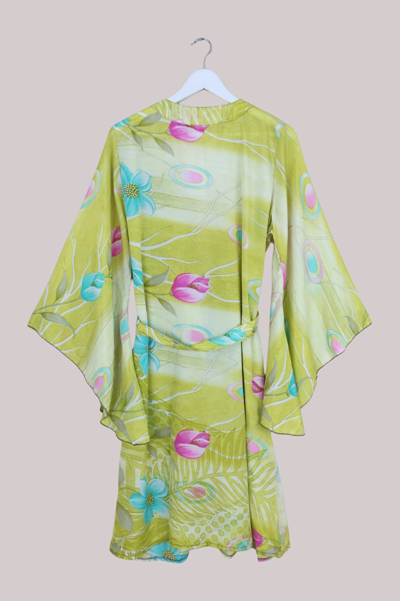 Gemini Kimono in Chartreuse Tulips - Size L/XL