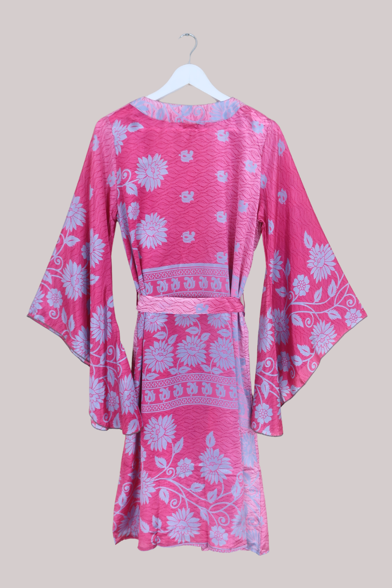 Gemini Kimono in Raspberry Pink Florals - Size M/L