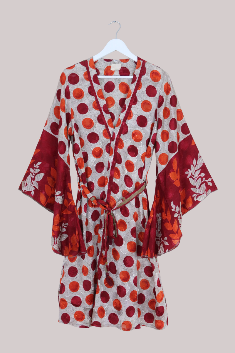 Gemini Kimono in Blood Moon Polka - Size L/XL