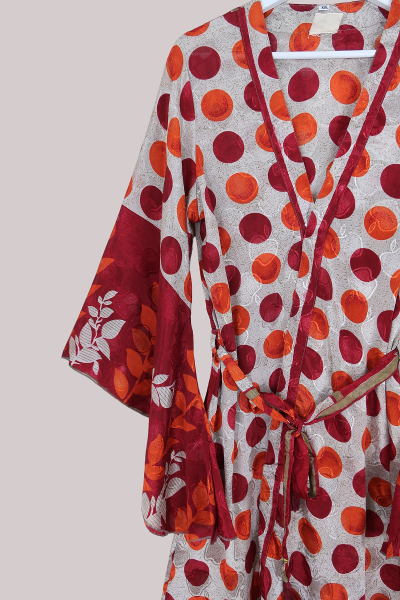Gemini Kimono in Blood Moon Polka - Size L/XL