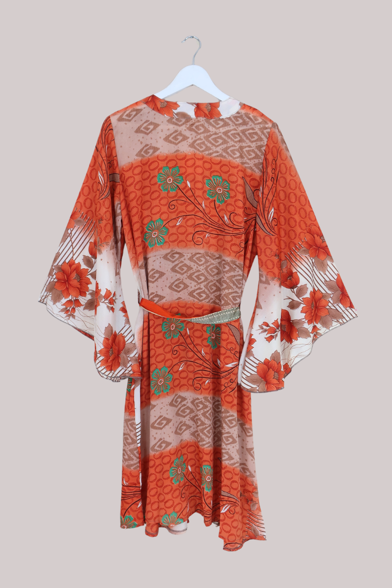 Gemini Kimono in Hazy Tangerine Florals - Size L/XL