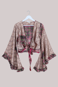 Venus Recycled Sari Wrap Top in Iron Ore Jacquard Floral - Size XS