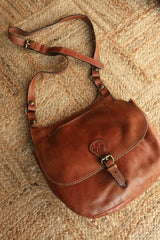 Vintage Terracotta Tan Leather Satchel by All About Audrey