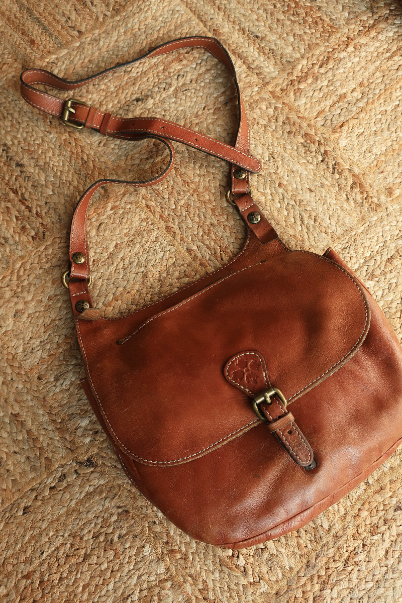 Vintage Terracotta Tan Leather Satchel by All About Audrey