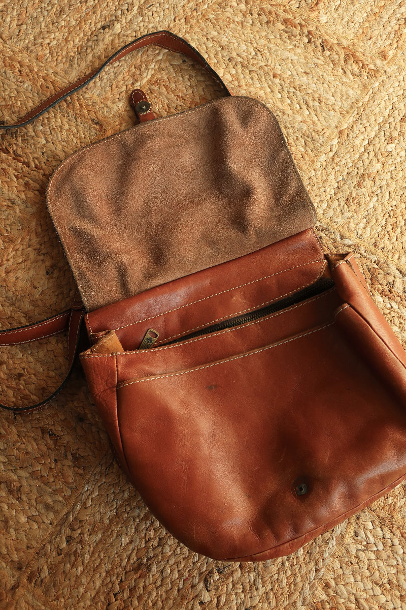 Vintage Terracotta Tan Leather Satchel