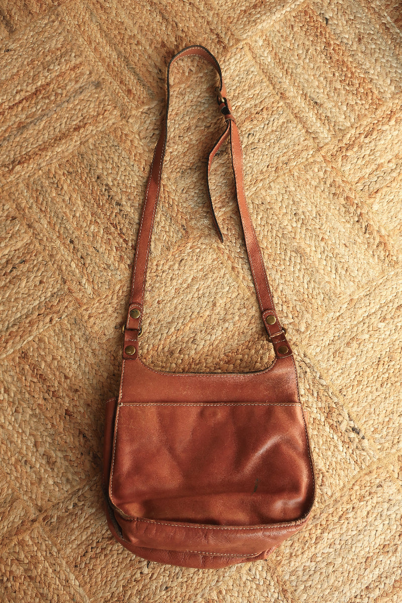 Vintage Terracotta Tan Leather Satchel by All About Audrey