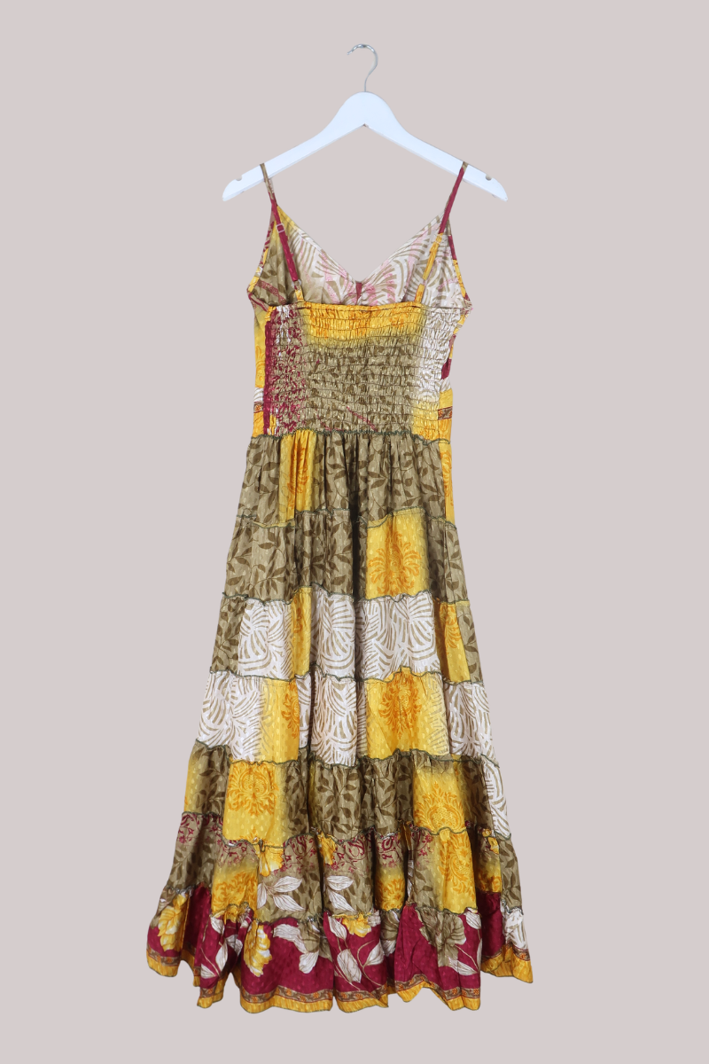 Delilah Recycled Sari Maxi Dress in Sunshine Gold - Size XS