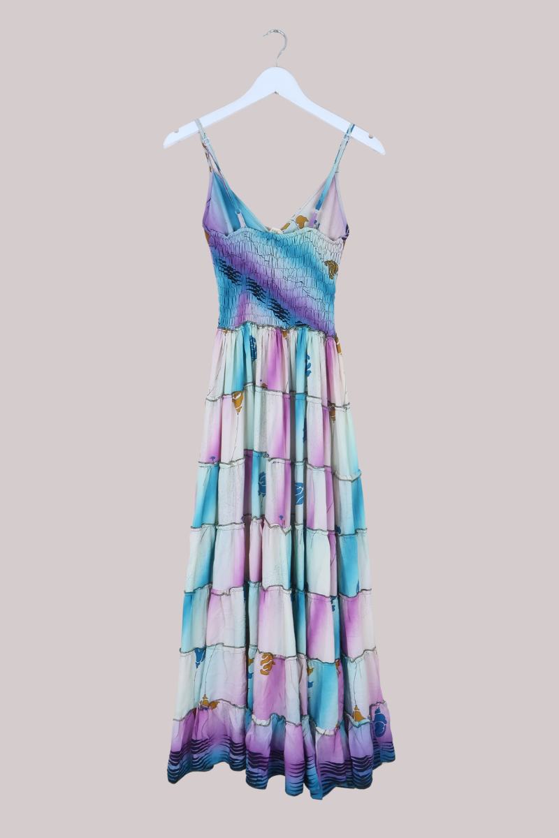 Delilah Recycled Sari Maxi Dress in Aurora Sky Roses - Size XS