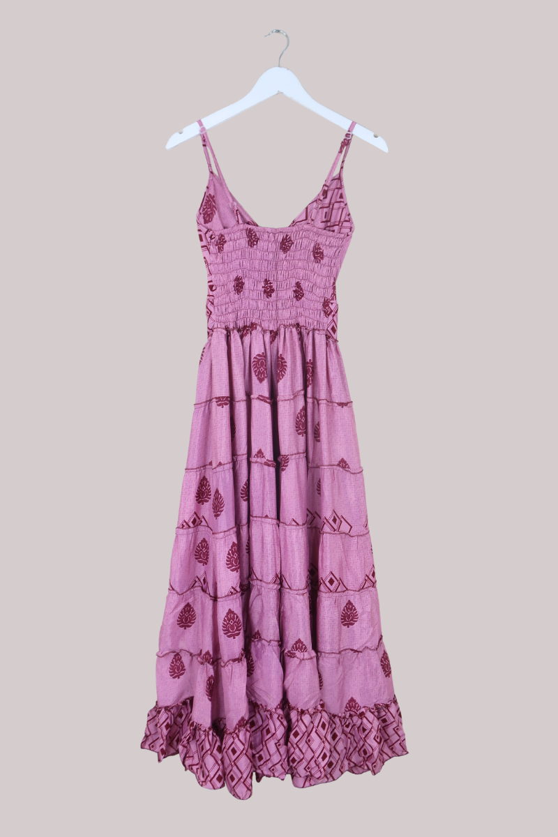 Delilah Recycled Sari Maxi Dress in Rose Pink - Size XS