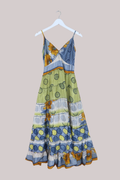 Delilah Recycled Sari Maxi Dress in Polka Dot Sunflowers - Size S