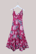 Delilah Recycled Sari Maxi Dress in Jeweled Hot Pink - Size S
