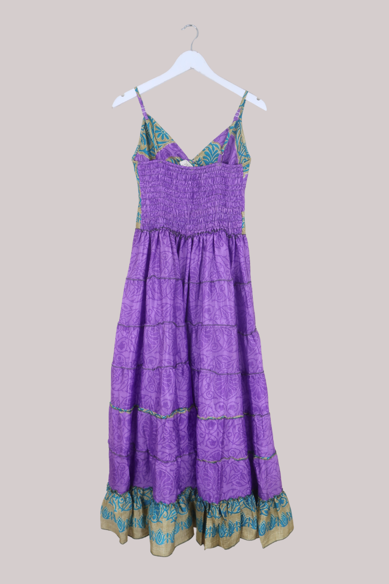 Delilah Recycled Sari Maxi Dress in Royal Amethyst Purple - Size S