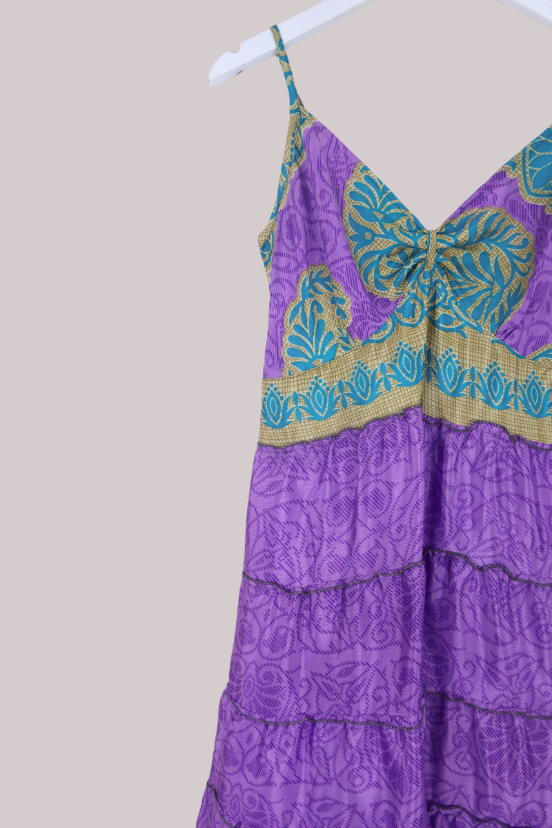 Delilah Recycled Sari Maxi Dress in Royal Amethyst Purple - Size S