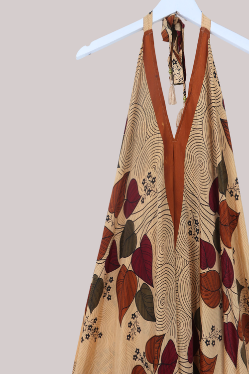 Athena Recycled Sari Maxi Dress in September Sunset - Free Size M/L