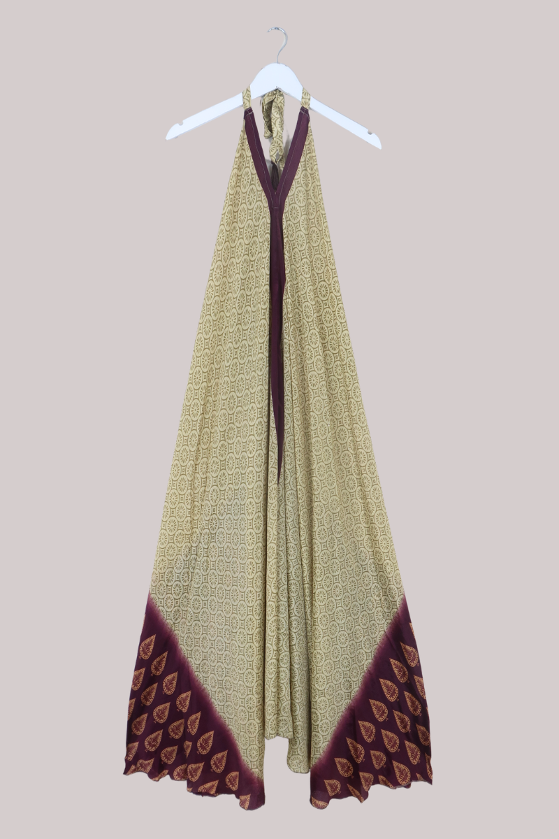 Athena Recycled Sari Maxi Dress in Goddess Gold - Free Size M/L
