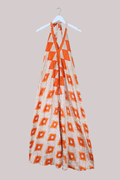 Athena Recycled Sari Maxi Dress in Tangerine Diamonds - Free Size M/L