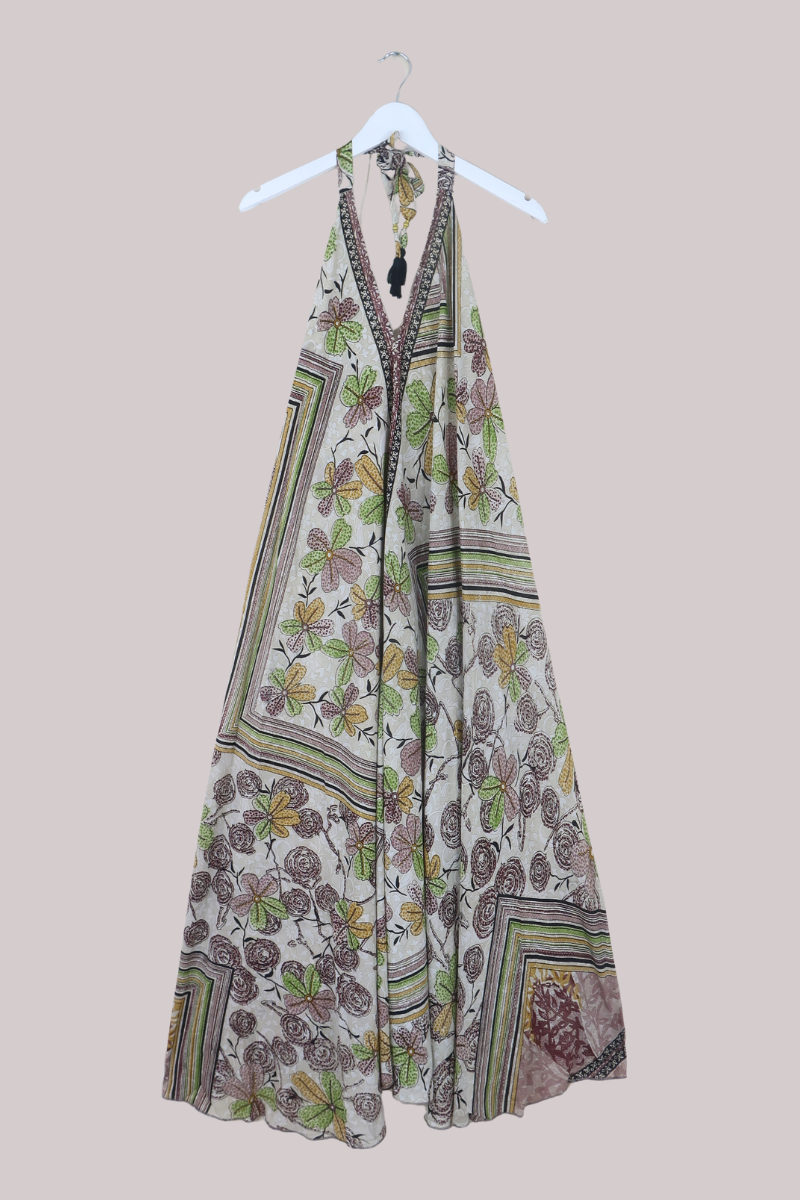 Athena Recycled Sari Maxi Dress in Harvest Moon Florals - Free Size M/L