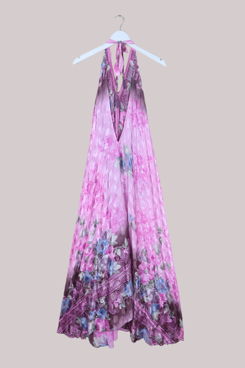 Athena Recycled Sari Maxi Dress in Shimmering Lilac - Free Size M/L